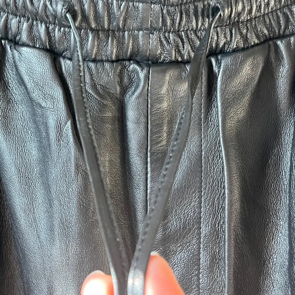 Antonio Melani Genuine Leather Jogger Pants Black Drawstring Waist Womens 12 - Picture 3 of 8